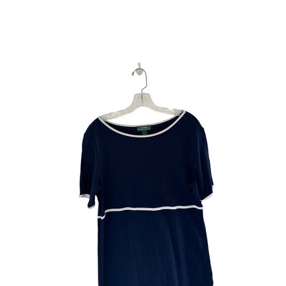 Ralph Lauren Blue Basic Y2K Short Sleeve Babydoll Maxi Dress Size Large - Picture 4 of 12